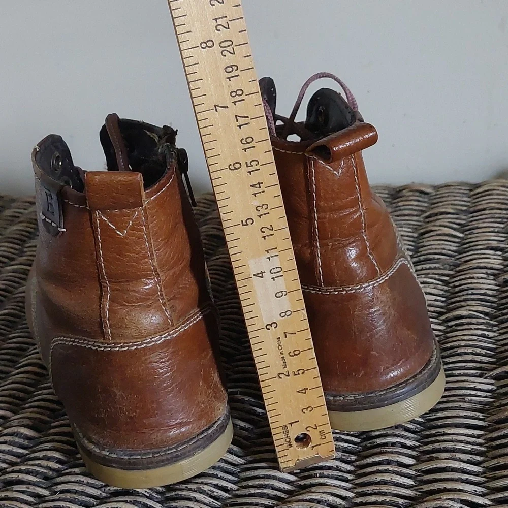 Crevo Men's Brown Leather Lace-Up Side-Zip Boots
